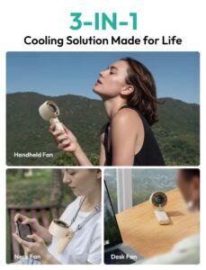 Aecooly 3-in-1 Portable Handheld Fan – USB Rechargeable, Foldable Pocket Design, 22H Cooling