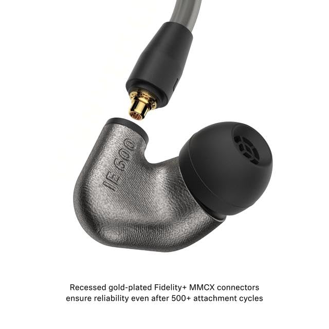 Sennheiser IE 600 Audiophile Wired in-Ear Monitors – TrueResponse Transducers for Balanced Sound, Dual-Resonator Chamber Technology, Detachable Cable with Flexible Ear Hooks, 2-Year Warranty