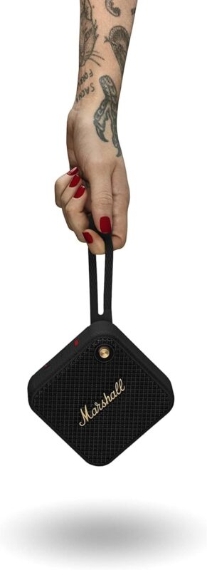 Marshall Willen Portable Bluetooth Speaker Featuring 15+ Hours of Portable Playtime and IP67 Dust & Waterproof Rating – Black & Brass