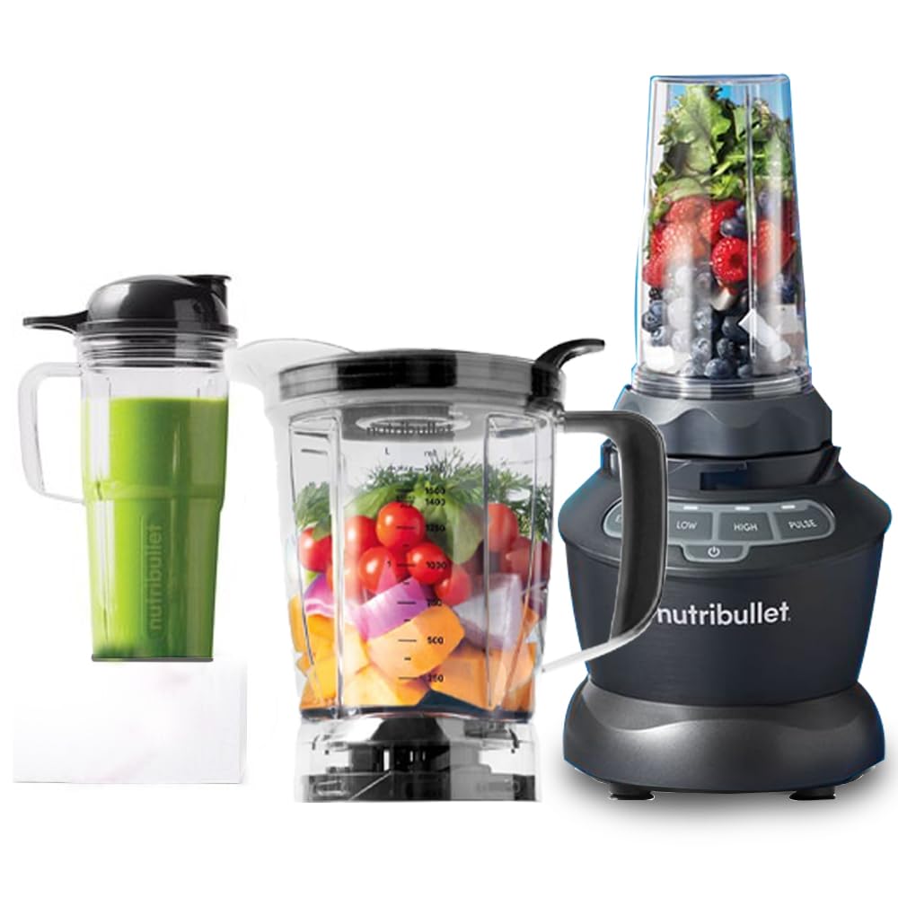 Nutribullet 1000W Combo Blender, USA #1 Mixer, Grinder, Smoothie Maker, Food Processor, “The Original Nutribullet”, 3 Unbreakable Jars, 1.6L Extra Large Pitcher & Tamper, 2yrs warranty (Dark Grey)