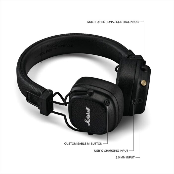 Marshall Major V Wireless On-Ear Bluetooth Headphones – Black