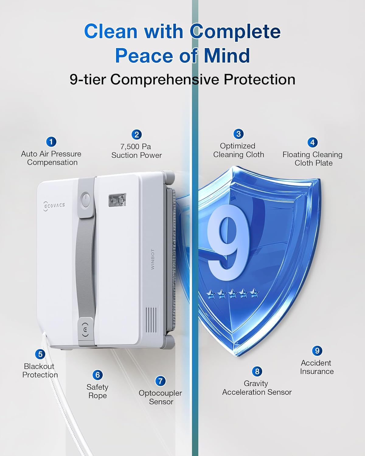 ECOVACS WINBOT — Smart Window Cleaning Robot with Ultrasonic Spray
