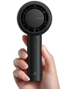 Aecooly CloudFlow Portable Handheld Fan, Dual Air Channel Cooling, USB Rechargeable Mini Pocket Fan with 5 Speeds & Up to 23H Runtime, Personal Travel Fan for Beach & Cruise – Black