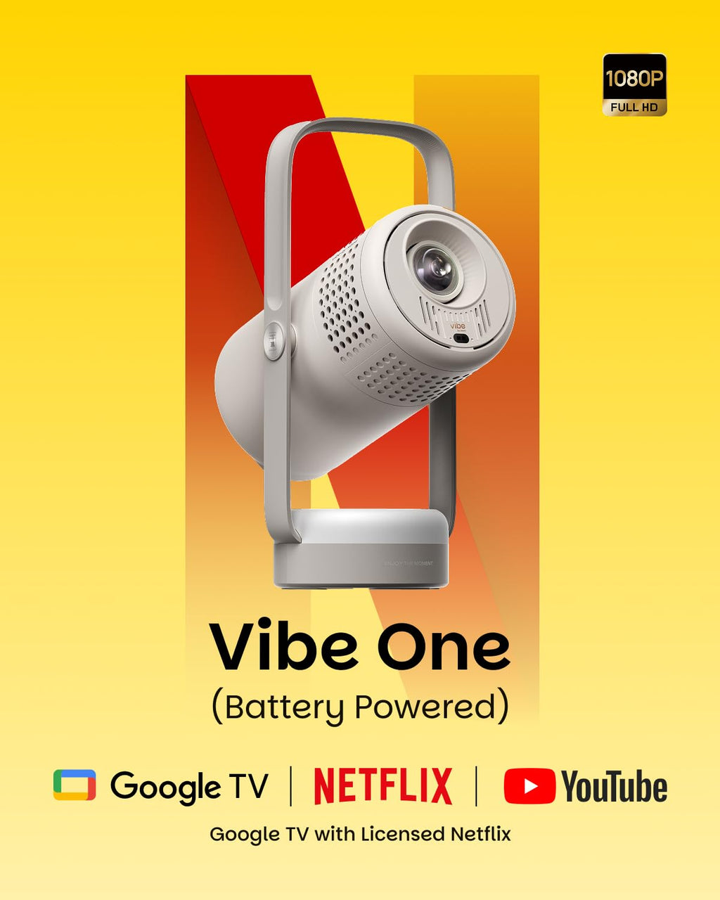 XGIMI Vibe One — Full HD Smart Projector with Google TV & Built-In Battery