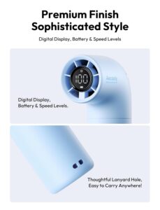 Aecooly Portable Handheld Turbo Fan – 19000 RPM, 6 Speeds, 15H Cooling, Aluminum Mini Design (Blue)