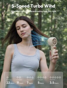 Aecooly 3-in-1 Portable Handheld Fan – USB Rechargeable, Foldable Pocket Design, 22H Cooling