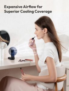 Aecooly Slim Portable Handheld Fan – USB Rechargeable, Foldable Pocket Design, 24H Cooling (Black)