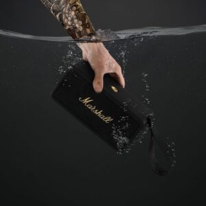 Marshall Middleton Portable Bluetooth Speaker Featuring 360° Sound, 20+ Hours of Portable Playtime and IP67 Dust & Waterproof Rating – Black & Brass