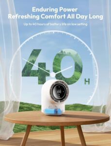 Aecooly Touch-Control Desk Fan with Digital Display, 100 Speed Settings, Quiet 4000mAh Rechargeable Portable Table Fan for Bedroom, Office & Travel