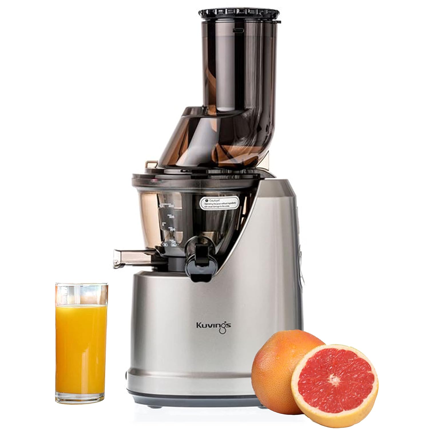 Kuvings B1700 Professional Whole Slow Juicer Featuring Patented JMCS Technology, Smoothie & Sorbet Strainers, 240W Motor and 12-Year Motor Warranty -Dark Silver