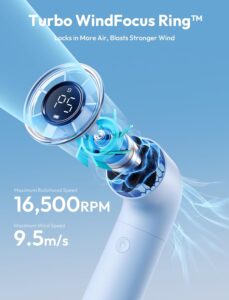 Aecooly Portable Handheld Turbo Fan – 19000 RPM, 6 Speeds, 15H Cooling, Aluminum Mini Design (Blue)