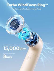 Aecooly Portable Handheld Turbo Fan – 19000 RPM, 6 Speeds, 15H Cooling, Aluminum Mini Design (Beige)