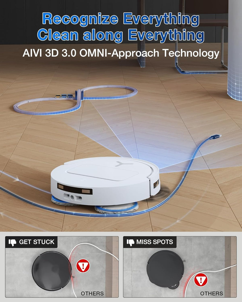 ECOVACS Deebot T50 PRO Omni 2-in-1 Robot Vacuum & Mop – 2025 Model, 15,000 Pa Suction, 6,400 mAh Battery, 8.1 cm Ultra-Thin, ZeroTangle 2.0, AIVI 3.0 Obstacle Avoidance, Auto Wash/Dry/Refill, 320 Min Runtime