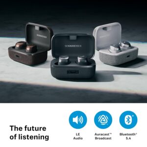 Sennheiser Momentum True Wireless 4 with Bluetooth5.4 & AURACAST Technology, 30Hr Battery Life, Qualcomm Lossless CD-Quality Audio, Intelligent Adaptive ANC, Qi Fast Charge, German brand-2yr Warranty
