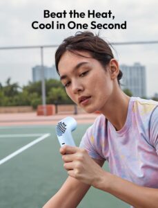 Aecooly Portable Handheld Turbo Fan – 19000 RPM, 6 Speeds, 15H Cooling, Aluminum Mini Design (Blue)