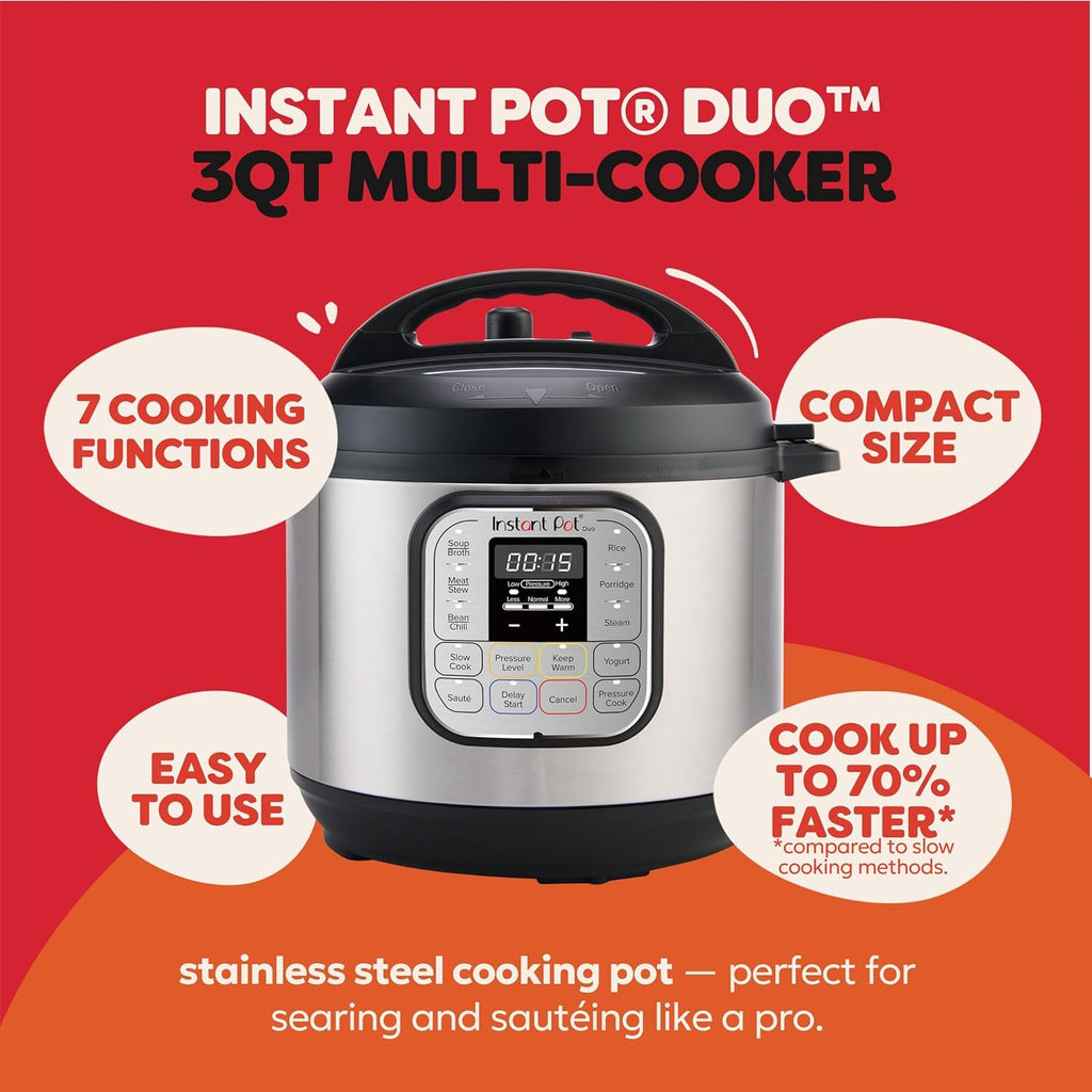 Instant Pot Duo 3QT — 7-in-1 Electric Pressure Cooker & Multi-Cooker