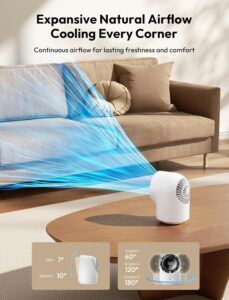 Aecooly Touch-Control Desk Fan with Digital Display, 100 Speed Settings, Quiet 4000mAh Rechargeable Portable Table Fan for Bedroom, Office & Travel – White