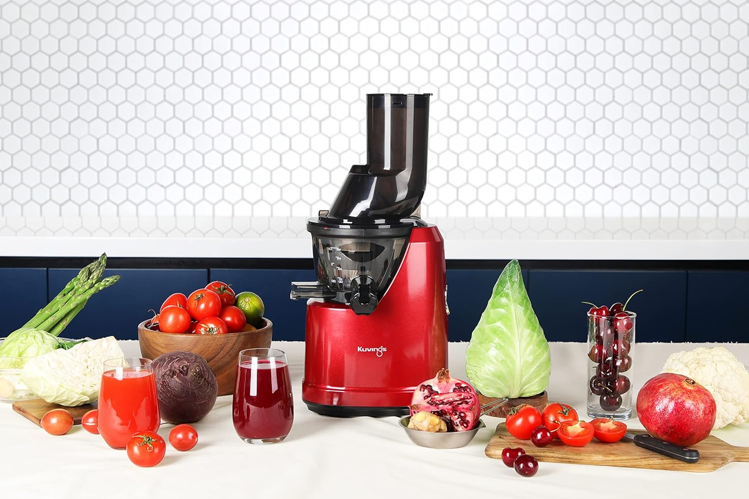 Kuvings B1700 Cold Press Juicer — Professional Whole Slow Juicing System (Dark Red)
