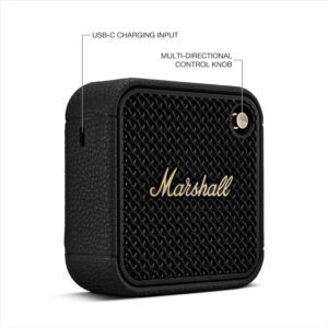 Marshall Willen II Portable Bluetooth Speaker Featuring 17+ Hours of Portable Playtime and IP67 Dust & Waterproof Rating – Black & Brass