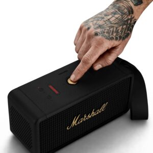 Marshall Middleton Portable Bluetooth Speaker Featuring 360° Sound, 20+ Hours of Portable Playtime and IP67 Dust & Waterproof Rating – Black & Brass