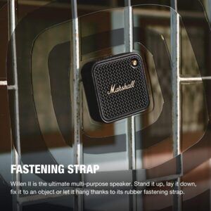 Marshall Willen II Portable Bluetooth Speaker Featuring 17+ Hours of Portable Playtime and IP67 Dust & Waterproof Rating – Black & Brass