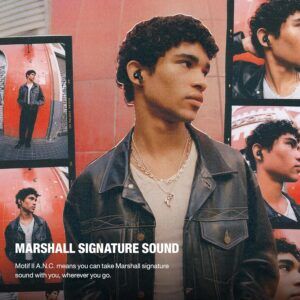 Marshall Motif II ANC True Wireless Bluetooth Earbuds with Active Noise Cancellation, Transparency Mode & 30 Hours Playtime – Black