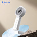 JISULIFE Life7 Handheld Fan (2024 Edition) – Powerful Portable Cooling Fan with LED Display, Up to 19.5 Hours Runtime, 5000mAh Battery, 5 Speeds, 3-in-1 Handheld/Desk/Neck Fan with Lanyard, Travel Essential for Women & Men (Light Grey)