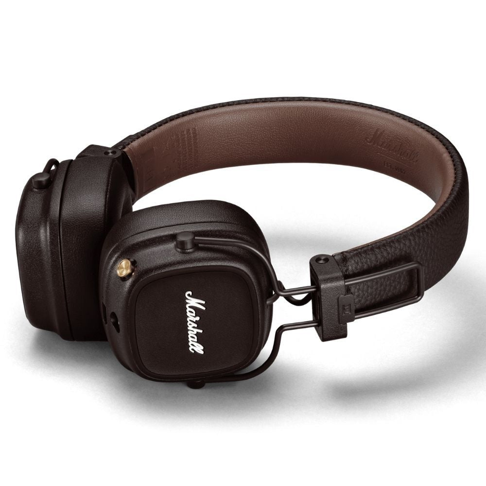 Marshall Major IV Wireless Bluetooth On-Ear Headphones Featuring Built-In Mic – Brown